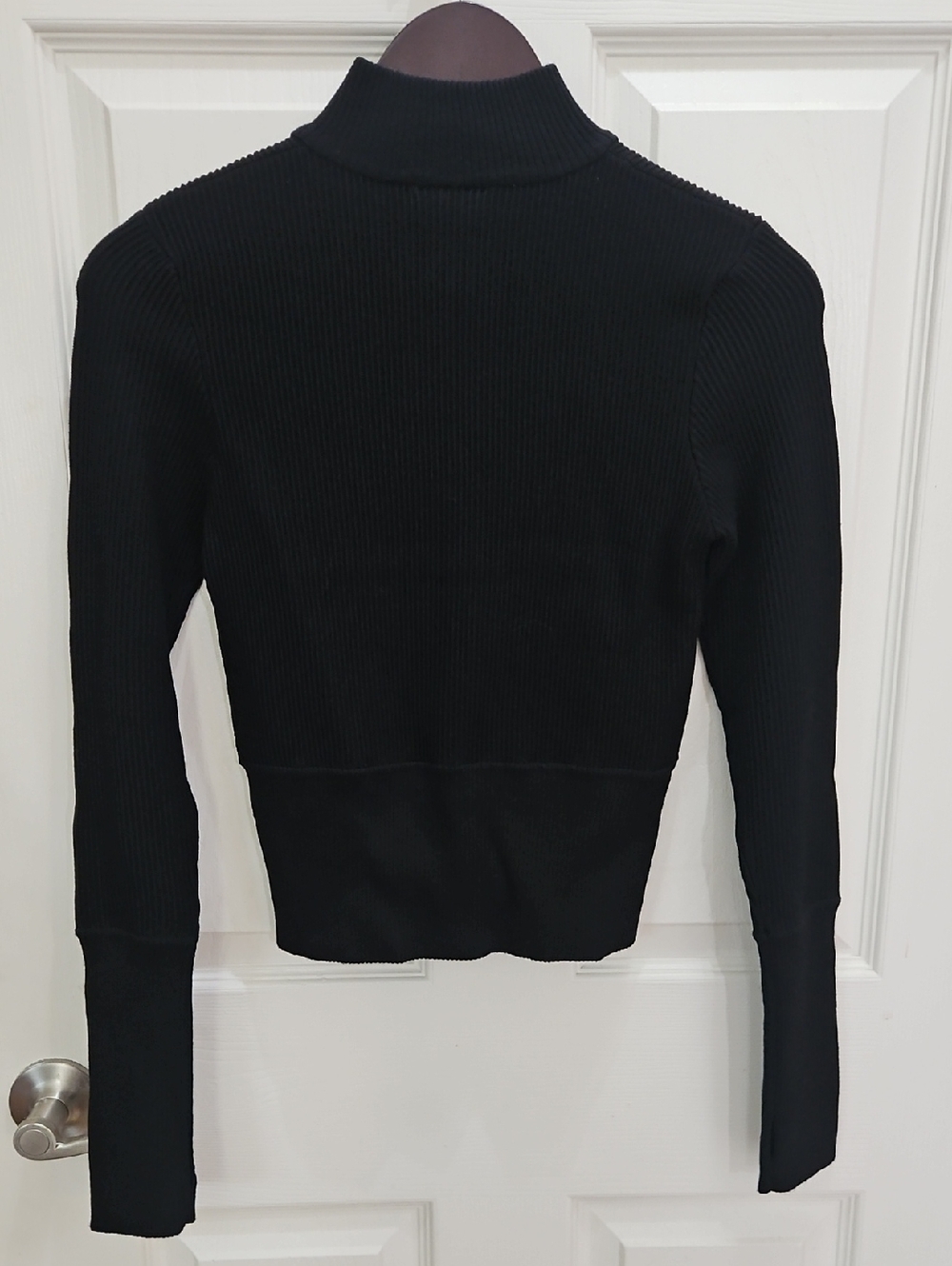 Vici Black Ribbed 1/4 Zip Cropped Sweater Sz Med - Picture 5 of 7